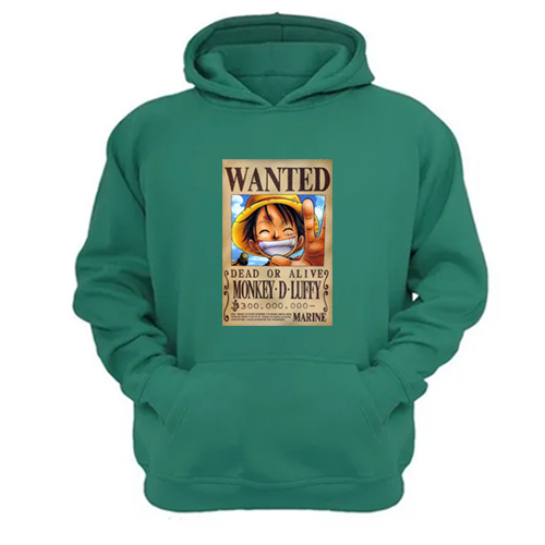 Genérico - Polerón Canguro Luffy Verde Aguamarina Talla L Unisex