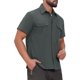 thumbnail image 4 of INSPIRE CHIC Camisa Cargo Sólida para Hombre Dos Bolsillos Manga Corta Camisas Utilitarias L Gris, 4 of 5