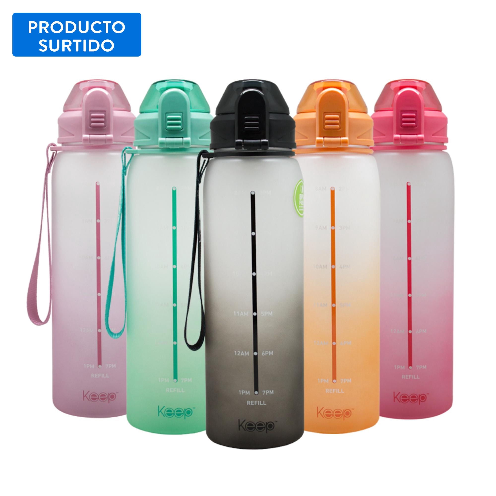 Botella rubber 1 Litro polipropileno, color surtido