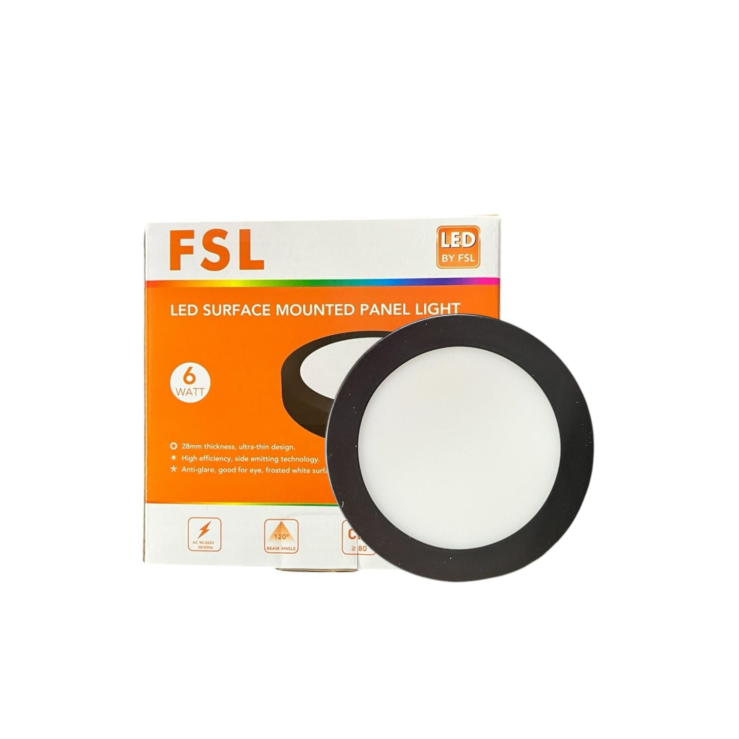 Fsl - Panel Led Sobrepuesto Redondo Negro 6w 6500k – Luz Fría