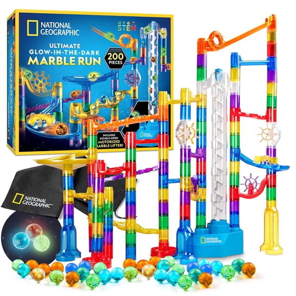 Pista de Canicas Blue Marble con Brillo en la Oscuridad – Kit de 200 piezas