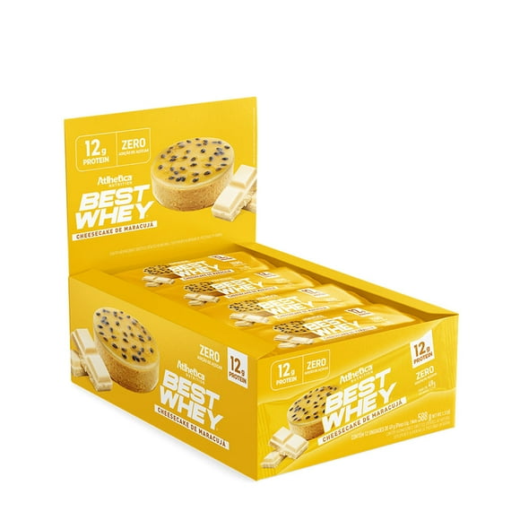 BOX DE 12 BARRAS BEST WHEY 12G CHEESECAKE DE MARACUYA - ATLHETICA