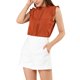 thumbnail image 5 of INSPIRE CHIC Blusas sin mangas para mujer de regreso a clases, blusas de trabajo con volantes y pliegues, tops elegantes, naranja oscuro M, 5 of 7