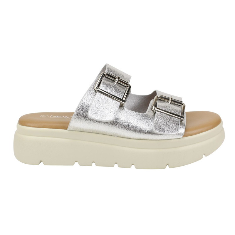 Sandalia New Walk Plataforma Plateada