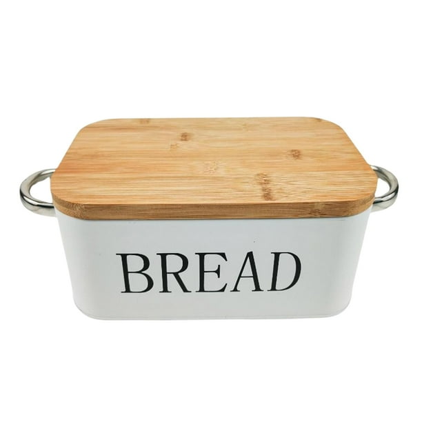 Contenedor de almacenamiento de pan multiusos de estilo Retro con tapa de tabla de cortar, caja de Metal , contenedor para encimera, despensa,