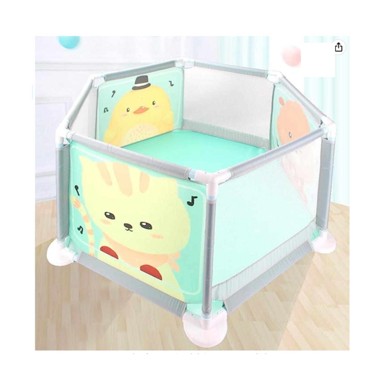 Total Click - Corral Plegable Con Malla Para Bebe Infantil