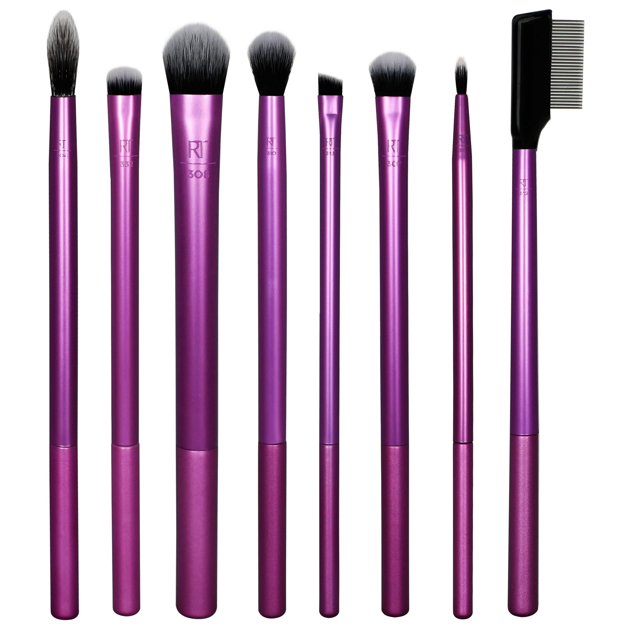 Real Techniques Kit De Brochas De Maquillaje Esenciales Para El Día A Día Para Sombras De Ojos Y Delineadores, Juego De 8 Piezas