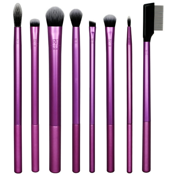Real Techniques Kit de Brochas de Maquillaje Esenciales para el Día a Día para Sombras de Ojos y Delineadores, Juego de 8 Piezas
