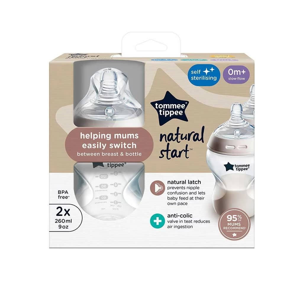 Tommee Tippee - Set 2 Mamaderas De Inicio 260ml Natural Start Flujo Lento
