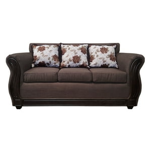 América Decora - Sofá Con Resorte Estructural 3 Personas Eleonor Liso Color Café Oscuro