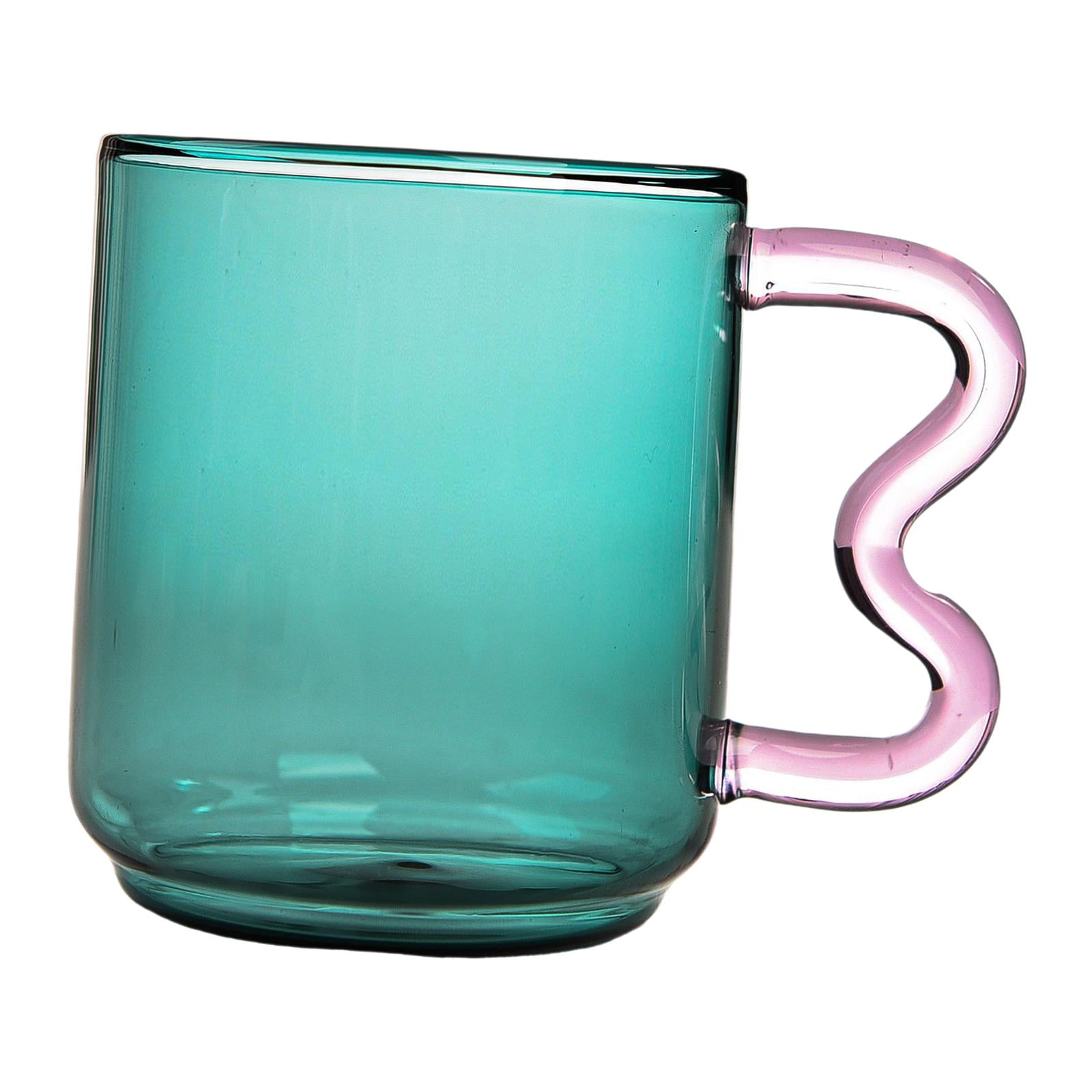Magideal - Hermosa Taza De Vidrio Latte Mug 15 Mango Creativo Drinkware Taza De Café De Borosilicato Para Bebidas Cumpleaños Inauguración De La Verde