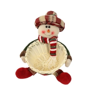 Bothyi - Cuenco De Dulces Para Decoración Navideña, Bonita Cesta Tejida Para Estantería, Fiesta, Mueble De Tv, Muñeco De Nieve