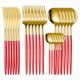 thumbnail image 1 of suxuMhao Juegos de Cubiertos, Juego de Cubiertos de Acero Inoxidable de 24 Piezas (Dorado y Rojo, Tamaño Universal)-6 de Cuchillo de Mesa/tenedor/cuchara Grande para Sopa/cuchara Pequeña, Juego de, 1 of 3