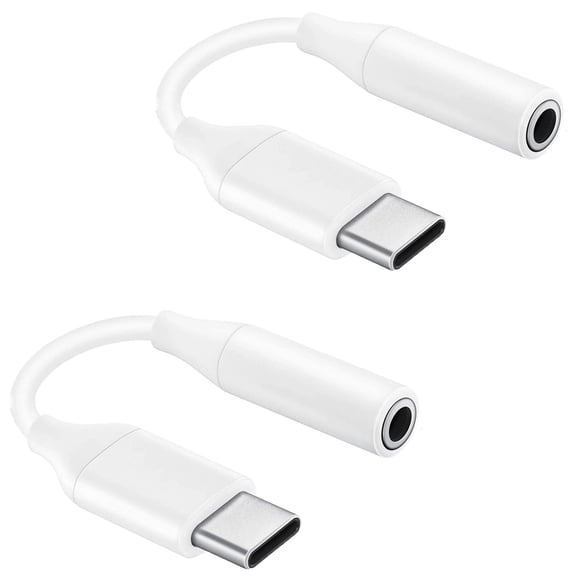 Adaptador USB-C a 3,5 mm Tek Styz, paquete doble, blanco