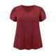thumbnail image 2 of GRACE & GRANDEUR Camisetas de verano de Pascua para mujer de talla grande, básicas sólidas con cuello en V, manga de tulipán, blusas casuales sueltas 1X Burdeos, 2 of 6