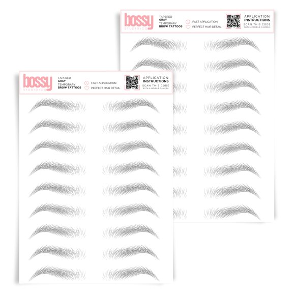 Tatuajes temporales para cejas Brows by Bossy – estilo afinado gris