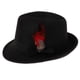 thumbnail image 3 of sombrero de fieltro de fieltro de lana para hombre sombrero de fieltro hecho a mano apilable pluma de bowknot negro., 3 of 3