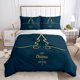 thumbnail image 1 of Christmas Duvet Cover Set Gold Snow Flower Merry Christmas Celebrate Comforter Cover King for Boys Girl Polyester Bedding Set Bed Sheets, 1 of 5