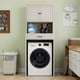 thumbnail image 1 of Over the Washer, Dryer and Robot Vacuum Storage Cabinet suitable for Compact Washing Machines, Laundry Room Storage Organizer with 1 Door, a Adjustable Shelf and a Fake Drawer Design-Antique White, 1 of 3