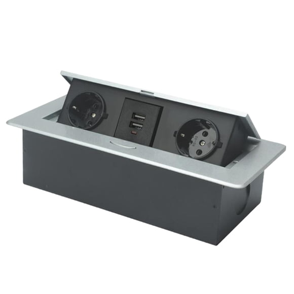 Caja De Conexión De Enchufe Empotrado Para Mesa Tomacorriente Eléctrico De CA Plata