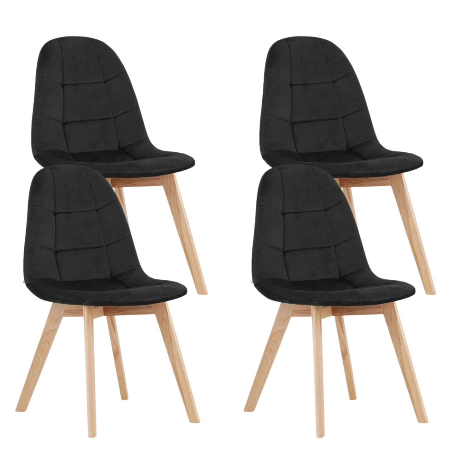 Pandalino - Pack 4 Sillas Vorak Negro | Diseño Elegante Y Cómodo Para Tu Hogar