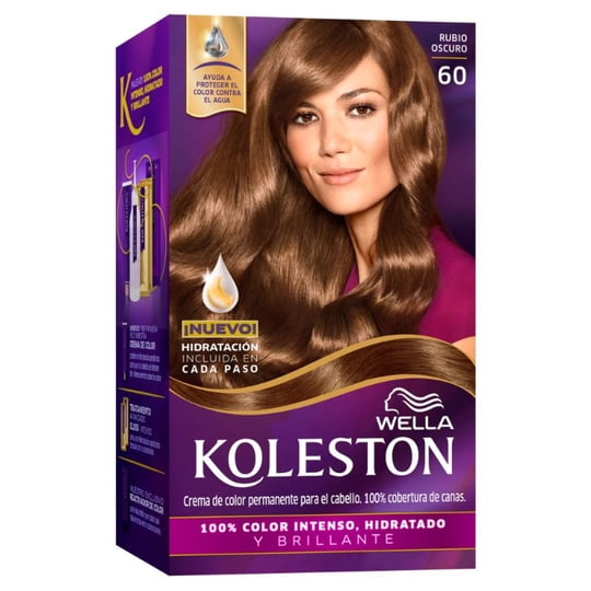 Tintura Permanente Para El Cabello Koleston Con Tratamiento Hidratante 60 Rubio Oscuro