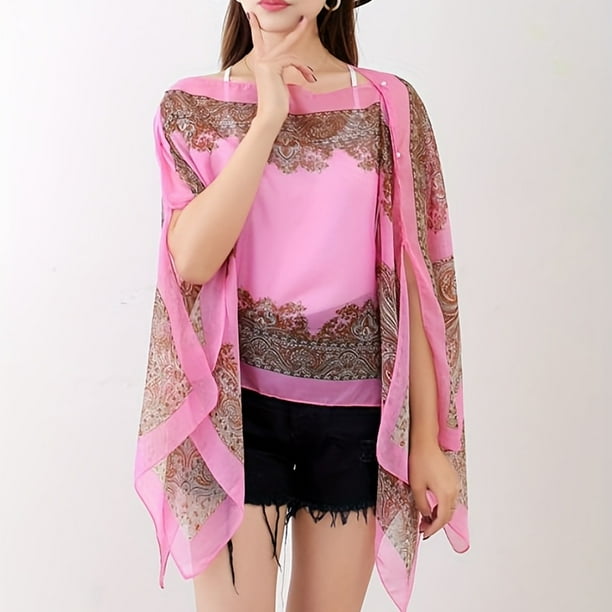 Stylish Paisley Print Chiffon Shawl - Perfect for Boho Trend, Sunscreen Wrap, Travel & Beach!