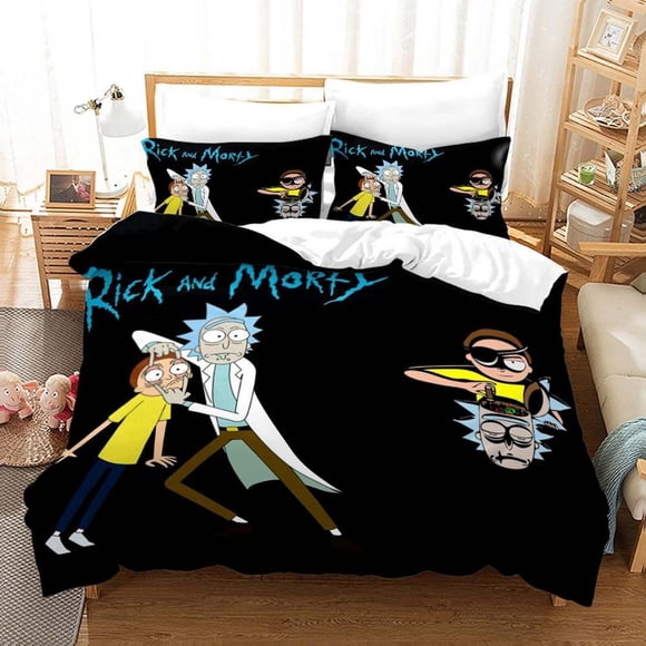 Rick And Morty Cartoon Quilt Duvet Cover Set Bedding Soft Bed Linen3-Piece Bedding Set