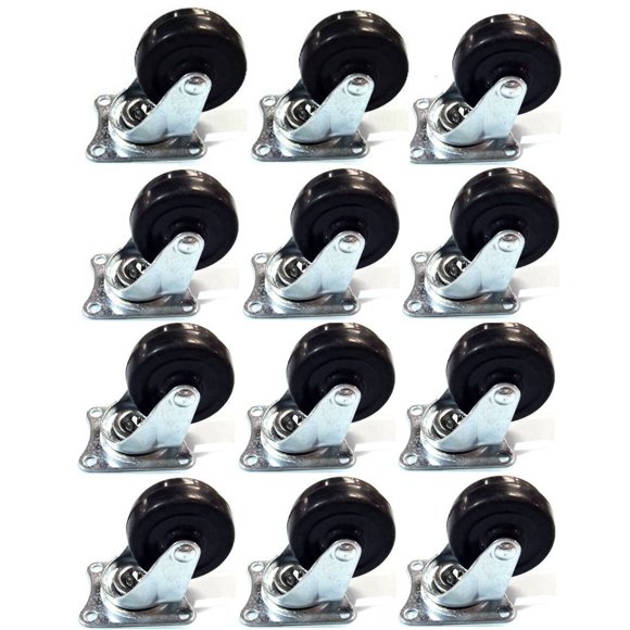 Ruedas Caster Wheels MegaDeal, paquete de 12 unidades, goma de 2 pulgadas con placa superior y cojinete