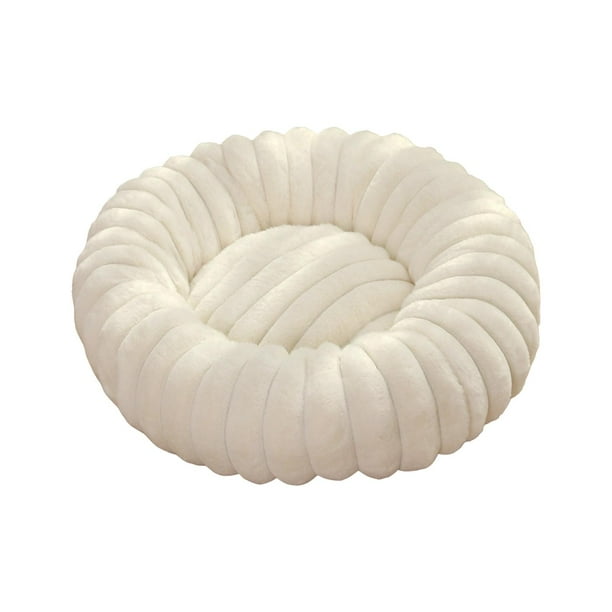 Cama de gato redondo cama de felpa cómoda gatito gatito cama cama abrazadera cama para perros cama para perros cama para mascotas para mascotas perros Blanco 40cm