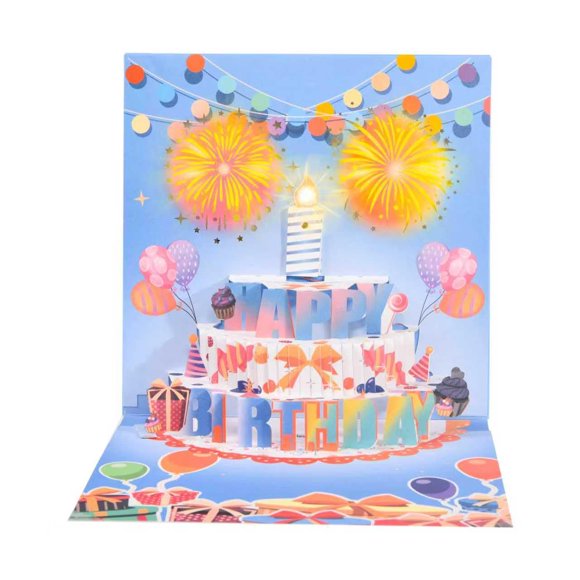 Tarjeta de Felicitación FIAMR 3D Pop-Up con LED y Música de Cumpleaños