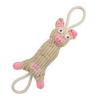 Cuerda De Yute Ecológica Dog Toy Pet Life «Plush Pig» Que Chirría Y Tira