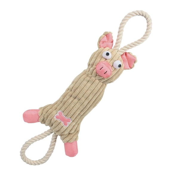 Cuerda de yute ecológica Dog Toy Pet Life «Plush Pig» que chirría y tira
