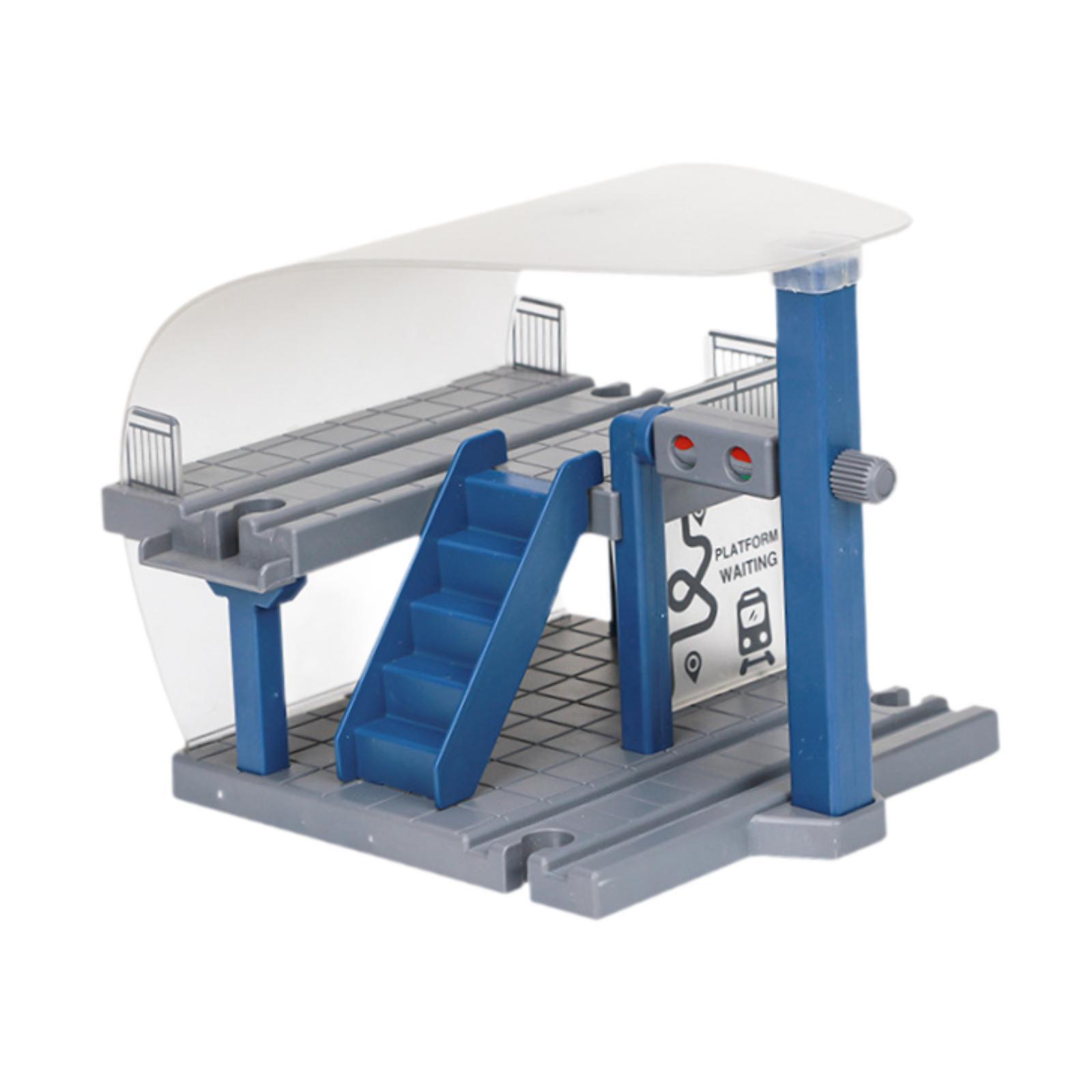 Magideal - Accesorio De Vía De Tren, Estación De Simulación, Juguete, Juego De Simulación, Construcción, Estación De Tren Educativa, Piezas De Vía De Tren Para Azul Oscuro