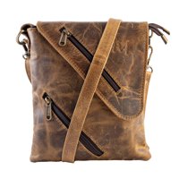 Bolso Bandolera De Cuero Natural, Estilo Vintage. Café. Franz Mossi