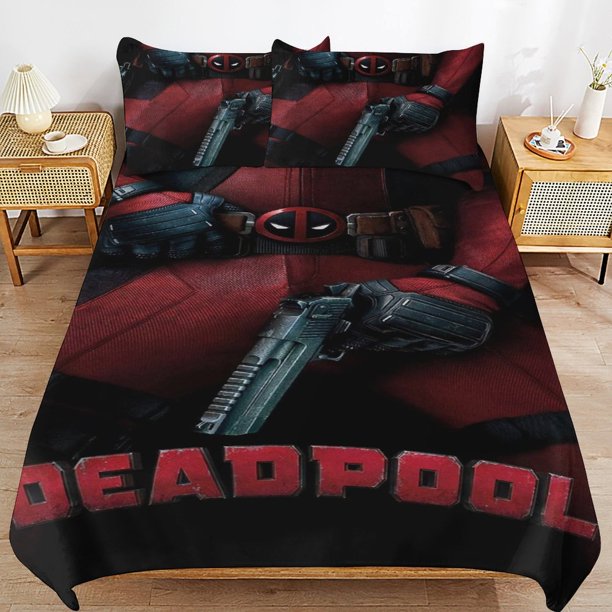 Deadpool Bedding Sets Ultra Soft Skin-Friendly Duvet Cover 3 Piece, Cute Comforter Cover Bed Set for Boys Girls Kids