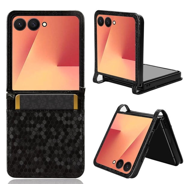 Funda Cartera Lunares Samsung galaxy Z Flip7 con Tarjetero, Correa y Soporte Negro