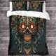 thumbnail image 3 of Juego de ropa de cama con calaveras y flores, funda nórdica de microfibra suave, funda de edredón con esqueleto malvado con diseño de impresión 3D para niños, adolescentes y adultos, juego d, 3 of 3