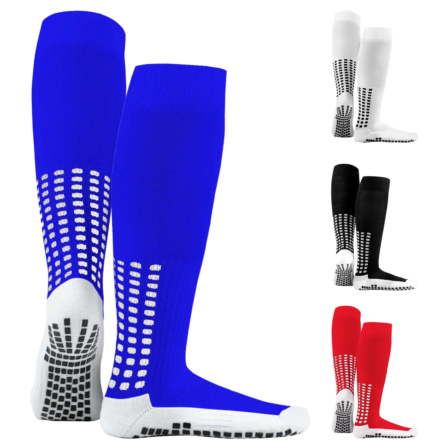 Medias Con Grip Para Fútbol Lux Sports Altas Hasta La Rodilla Azul Marino Talle 6-11.5 Us