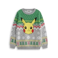 Jersey Navideño Pokémon Pikachu Para Niños, Manga Larga, Gris