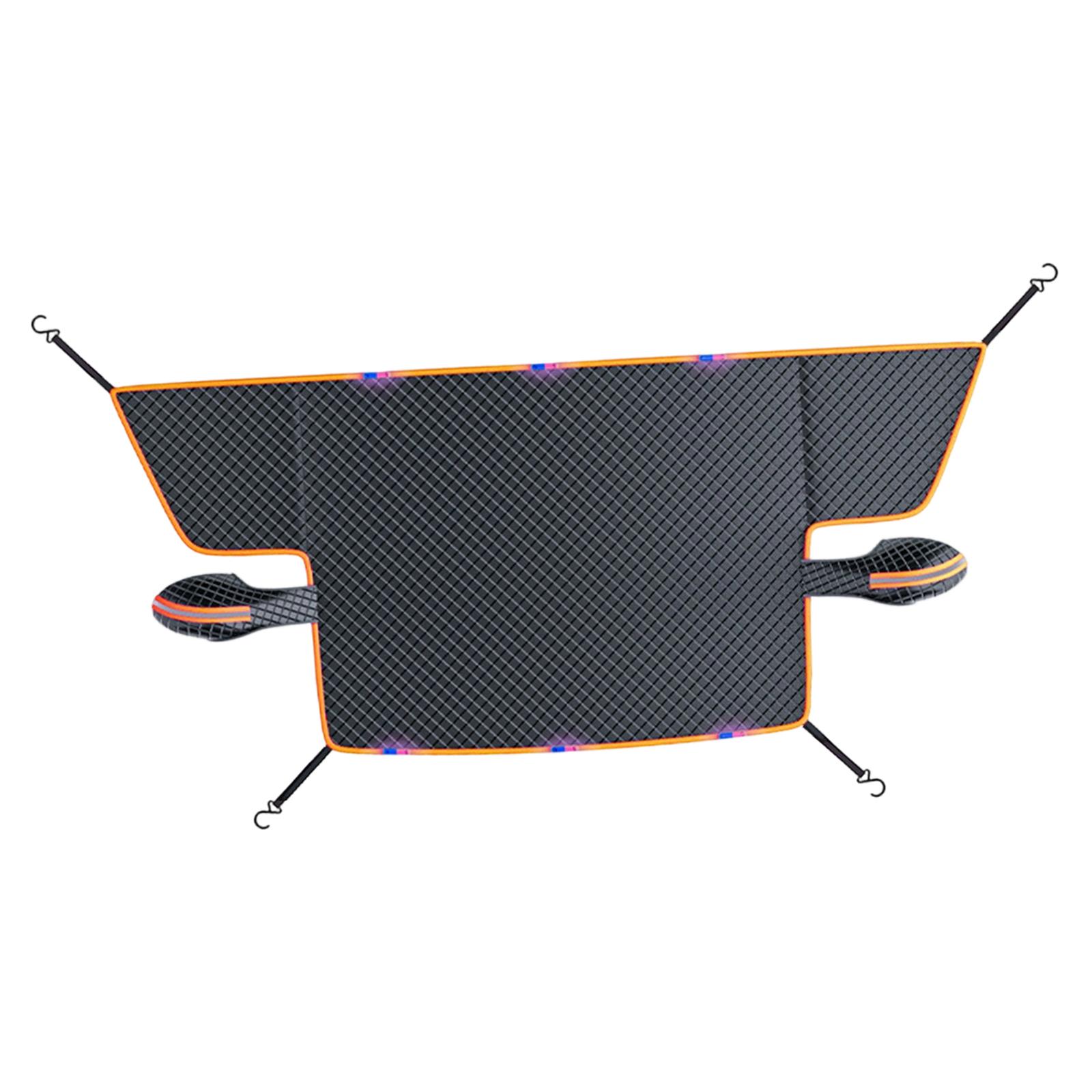 Magideal - Cubierta Parabrisas Coche Protección Nieve Escarcha Polvo Multifuncional Tela Oxford Fácil Instalar Tiras Reflectantes Adecuada Para Automóviles Viaje Naranja Negro