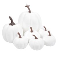 Magideal - 7 Piezas De Calabazas Artificiales, Calabazas Falsas De Halloween, Calabaza Falsa Para Decoración De Halloween, Festival, Granja, Mesa De Cocina Rústi Blanco