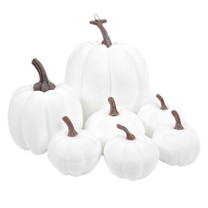 Magideal - 7 Piezas De Calabazas Artificiales, Calabazas Falsas De Halloween, Calabaza Falsa Para Decoración De Halloween, Festival, Granja, Mesa De Cocina Rústi Blanco