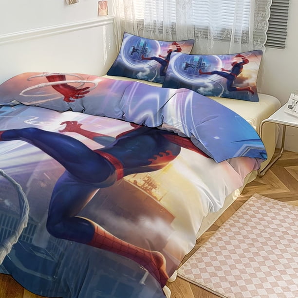 Spiderman Crawl 3 Piece Bed Set - Includes Reversible Comforter & Sheet Set Bedding - Fade Resistant Microfiber Twin