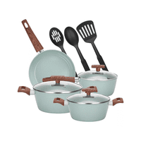 Importclick - Juego Batería 10 Piezas Cocina Granito Menaje Antiadherente Pmm Verde