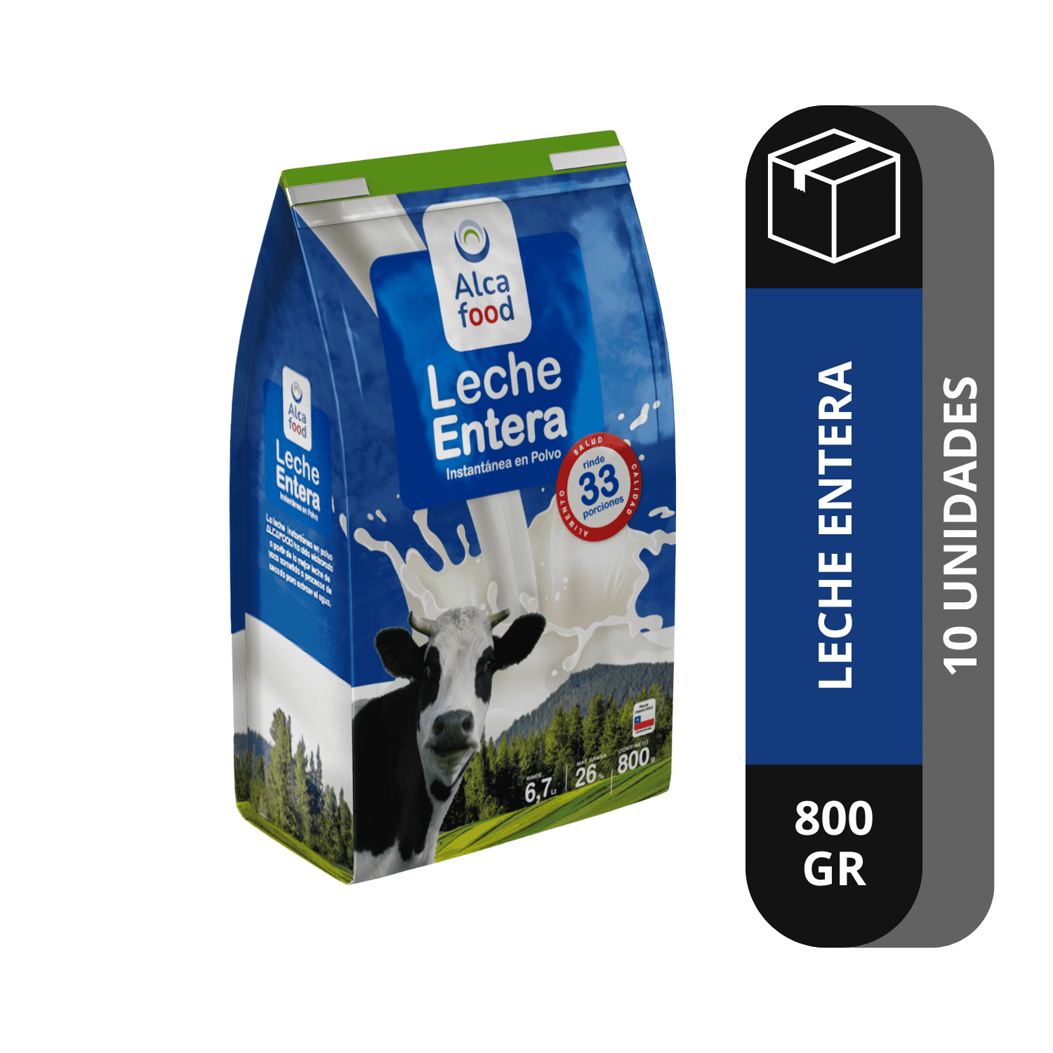 Alcafood - Leche Entera Instantánea En Polvo 10x 800 Gr