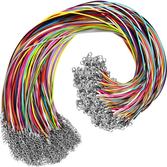 Cordón de piel DHOOZ de 1,5 mm, encerado, 50 cm, con cierres, 100 unidades
