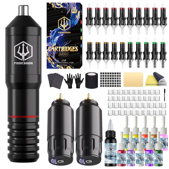 Kit De Máquina De Tatuaje Inalámbrico Giratorio Con Agujas Y Tinta