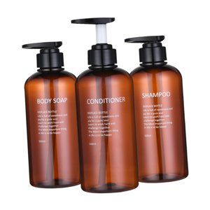 Magideal - Dispensador De Champú Y Acondicionador Botella Con Bomba Dispensador De Champú 3 Paquetes Elegante Dispensador De Jabón De Ducha Marrón Para Cocina De 500 Ml