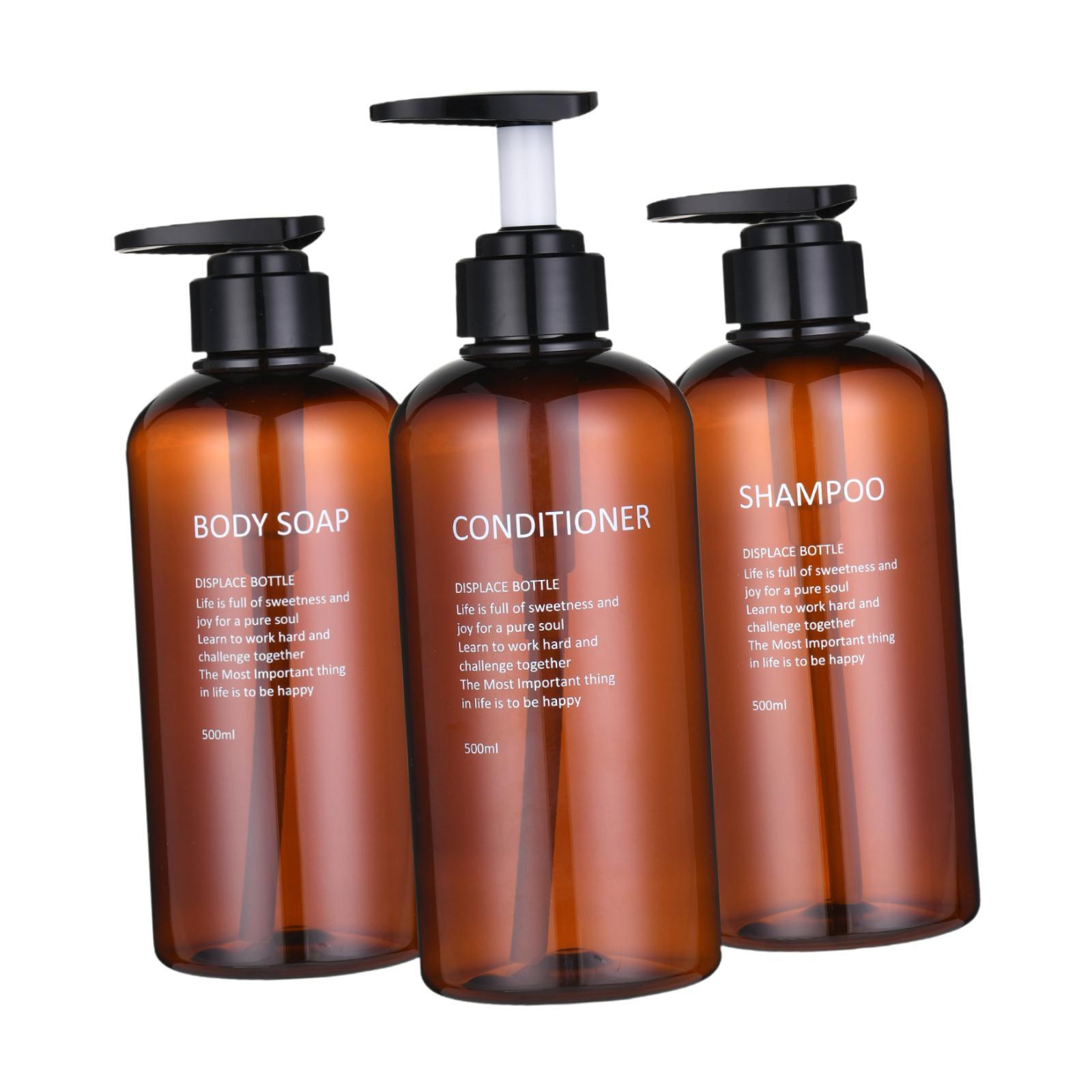 Magideal - Dispensador De Champú Y Acondicionador Botella Con Bomba Dispensador De Champú 3 Paquetes Elegante Dispensador De Jabón De Ducha Marrón Para Cocina De 500 Ml